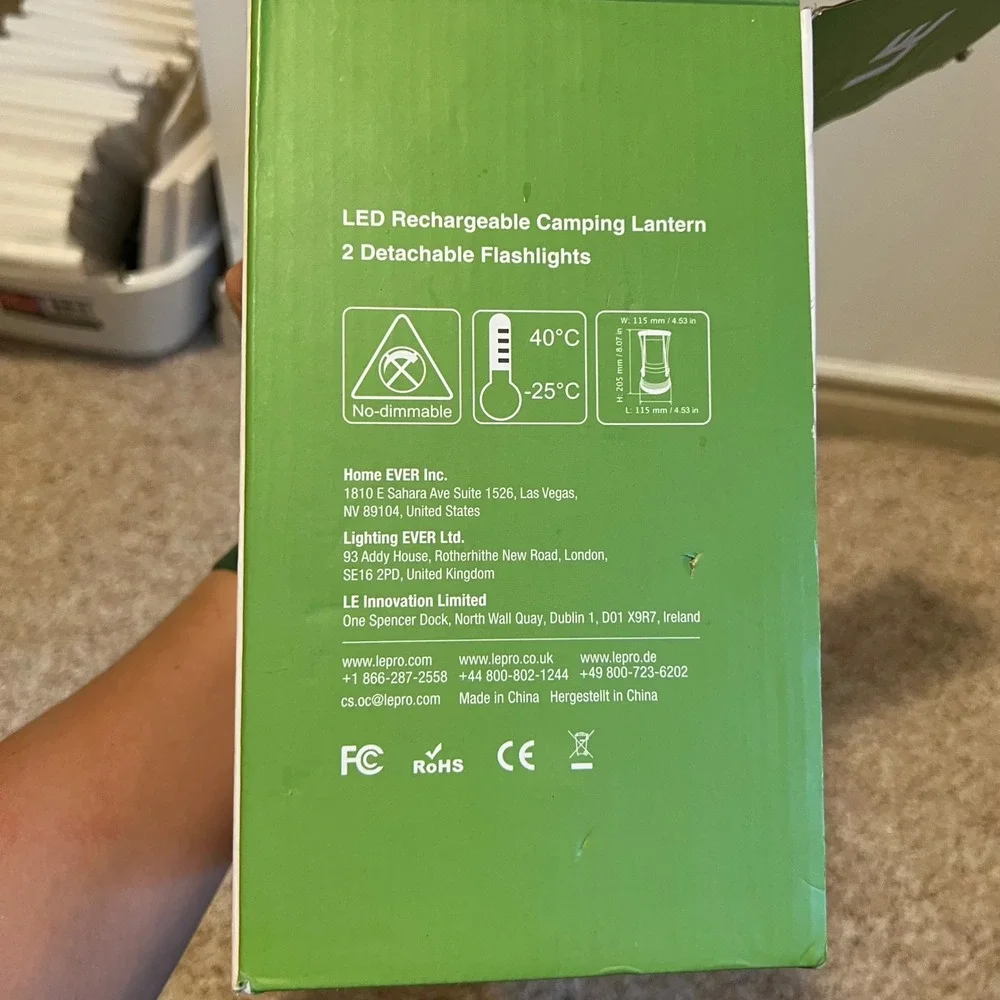 LE Lighting EVER LED Rechargeable Camping Lantern 2 Detachable Flashlights 600lm